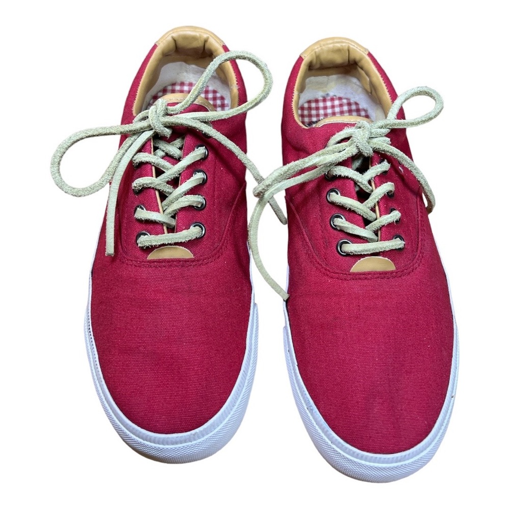 Tommy Hilfiger Red Canvass Rubber Boat Sneakers Leather Shoe Lace Size 7…